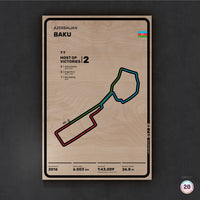 Limited wood artwork of Baku F1 racetrack with 3D depth texture – CarArt Dubai