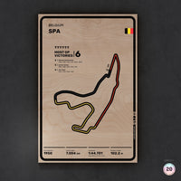 Limited wood artwork of Belgium Spa F1 racetrack with 3D textured depth – CarArt Dubai