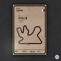 Limited wood artwork of Lusail Qatar GP F1 racetrack with 3D textured depth – CarArt Dubai