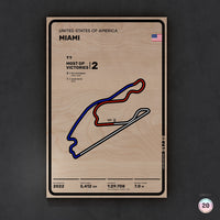 Limited wood artwork of Miami F1 racetrack with 3D depth texture – CarArt Dubai