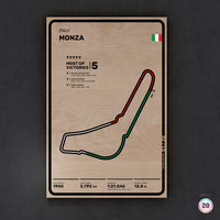 Limited wood artwork of Monza F1 racetrack with 3D textured depth – CarArt Dubai