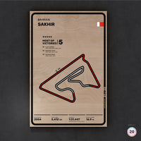 Limited wood artwork of Sakhir Bahrain F1 racetrack with 3D depth texture – CarArt Dubai